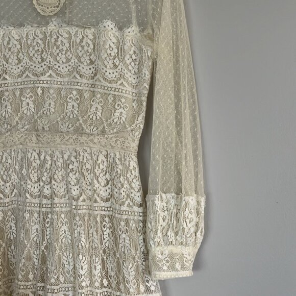Vintage 1970’s Toutay Bar cream lace dress size XS 36 - Picture 8 of 16